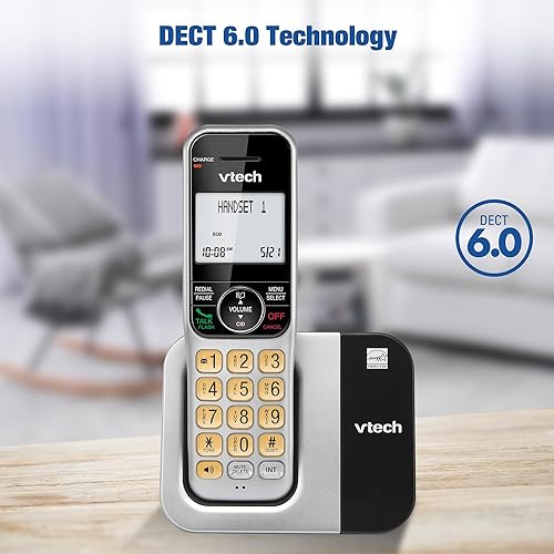 Miniatura 7 de VTech Sistema telefónico inalámbrico para el hogar con bloque de llamadas, pantalla grande y botones, pantalla retroiluminada, altavoz dúplex