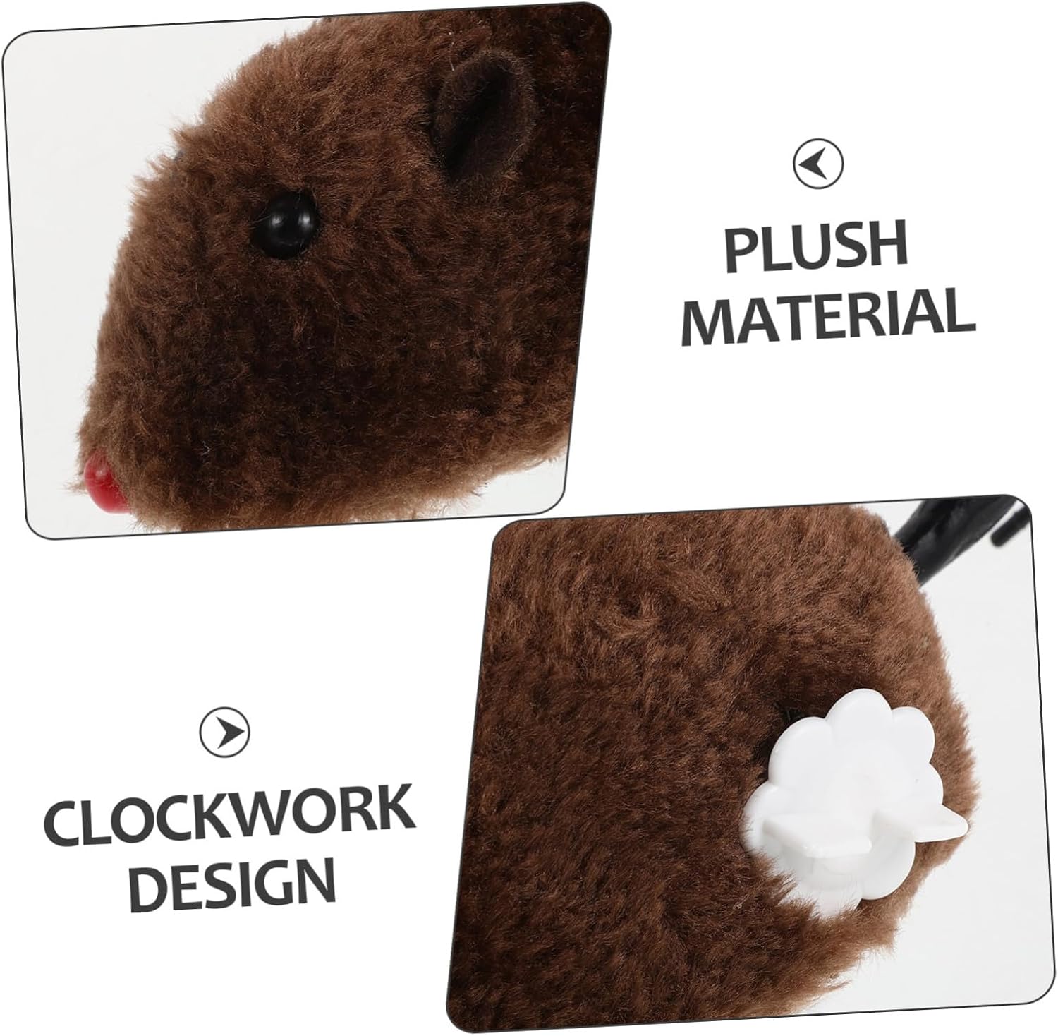6pcs Wind up Plush Mouse for Cats, Realistic Mechanical Motion | Polyester and Plastic Build, Lightweight Indoor Training Play, No Electronics Design with Twirling Tail Chase Action