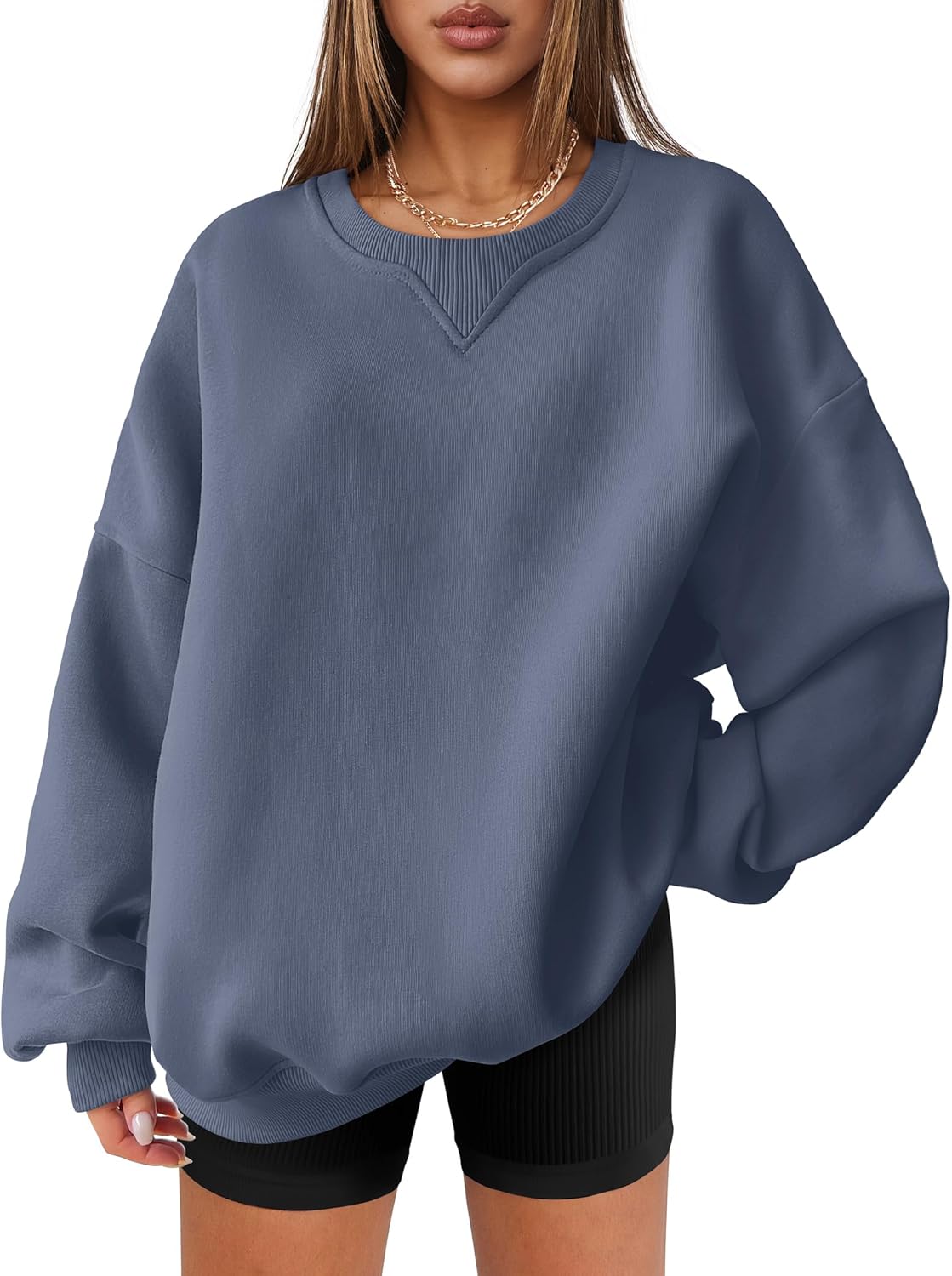 ANRABESS Womens Oversized Sweatshirts Hoodies Crewneck Fleece Pullover Sweaters 2025 Fall Outfits Teen Girls Winter Clothes