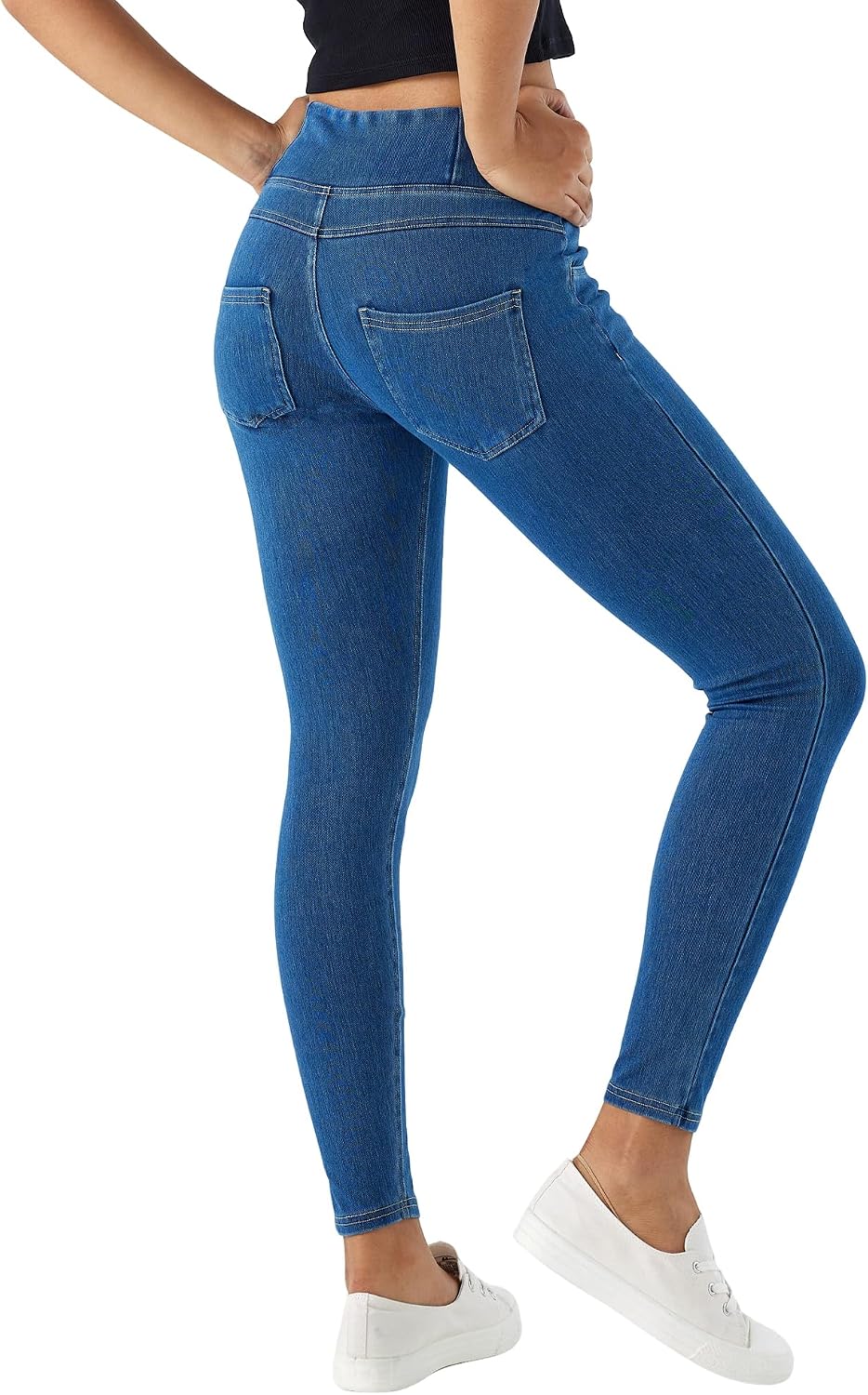 V Crossover Skinny Jeans Women High Waist Pull onTummy Control Casual Fitness Leggings, Highly Elasticity Yoga Pants
