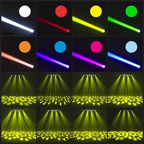 LED Moving Head Light Beam Light 120W Stage Light with 8 GOBOs 8 Colors 18 Prism Rotating Lights DMX512 Sound-Activated Auto Control Modes for KTV Bar Disco Wedding Party Live Show