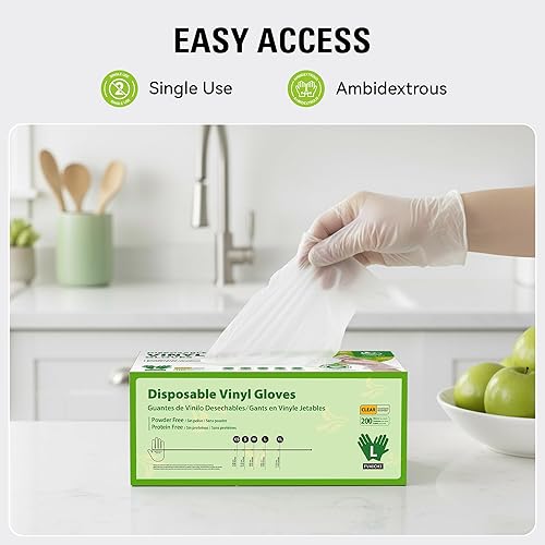 Miniatura 5 de Disposable Vinyl Gloves, Food Safe, Latex-Free Powder-Free Clear Plastic Gloves for Cooking, House Clean, Food Prep