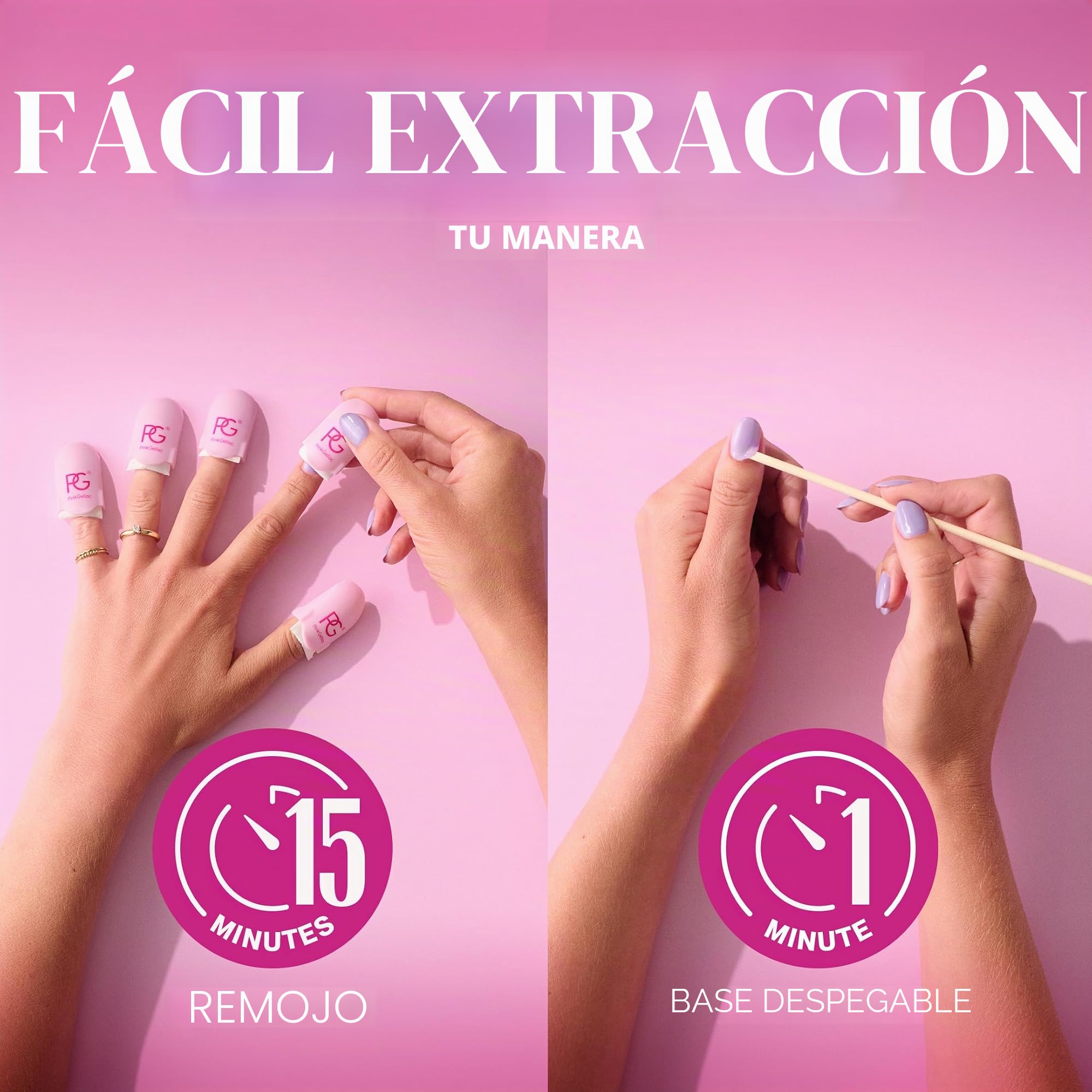 Pink Gellac Kit de Uñas Semipermanentes - Set Manicura y Pedicura con Pro Lampara Uñas Semipermanentes Rosa, 4 Tonos Rojos 15 ml, Top Coat y Base Coat Peel Off, Removedor, Limpiador - Calidad de Salón
