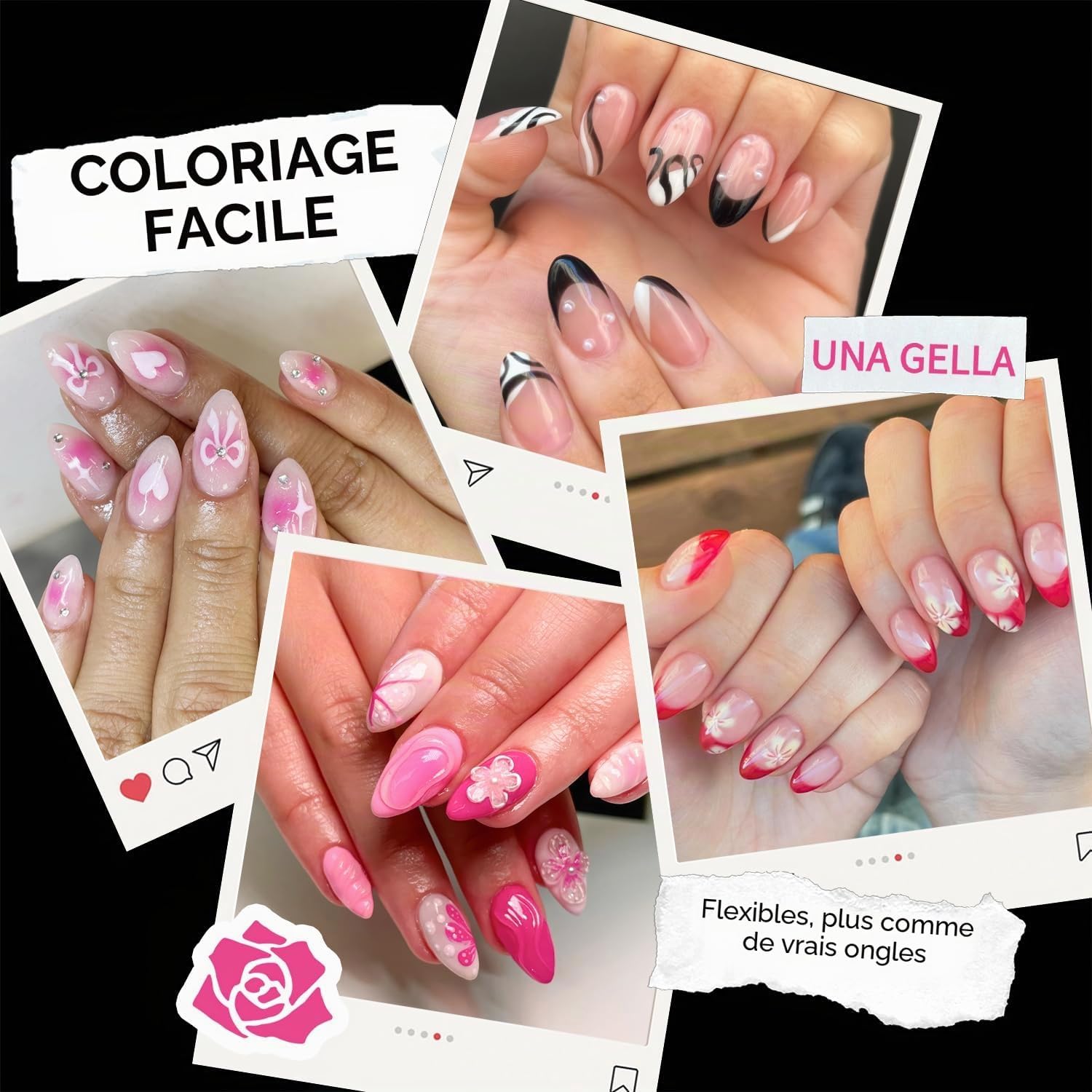 UNA GELLA Capsule Americaine Ongle Amande Court, 216 Pièces 12 Tailles Capsules Ongles Pose Gel Préformées pour Extensio — vue 3