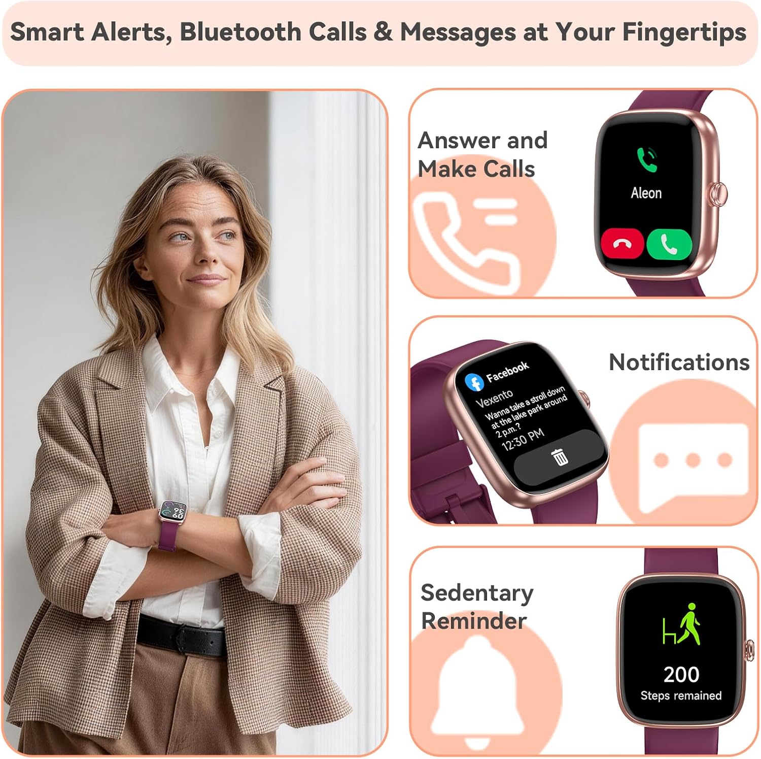 Smart Watch for Women Men, 1.83" HD Touchscreen IP68 Waterproof Fitness Tracker with Bluetooth Calling, Fitness Watch with Heart Rate/Sleep Monitor, 120+ Sports Modes, Smartwatch for Android & iPhone