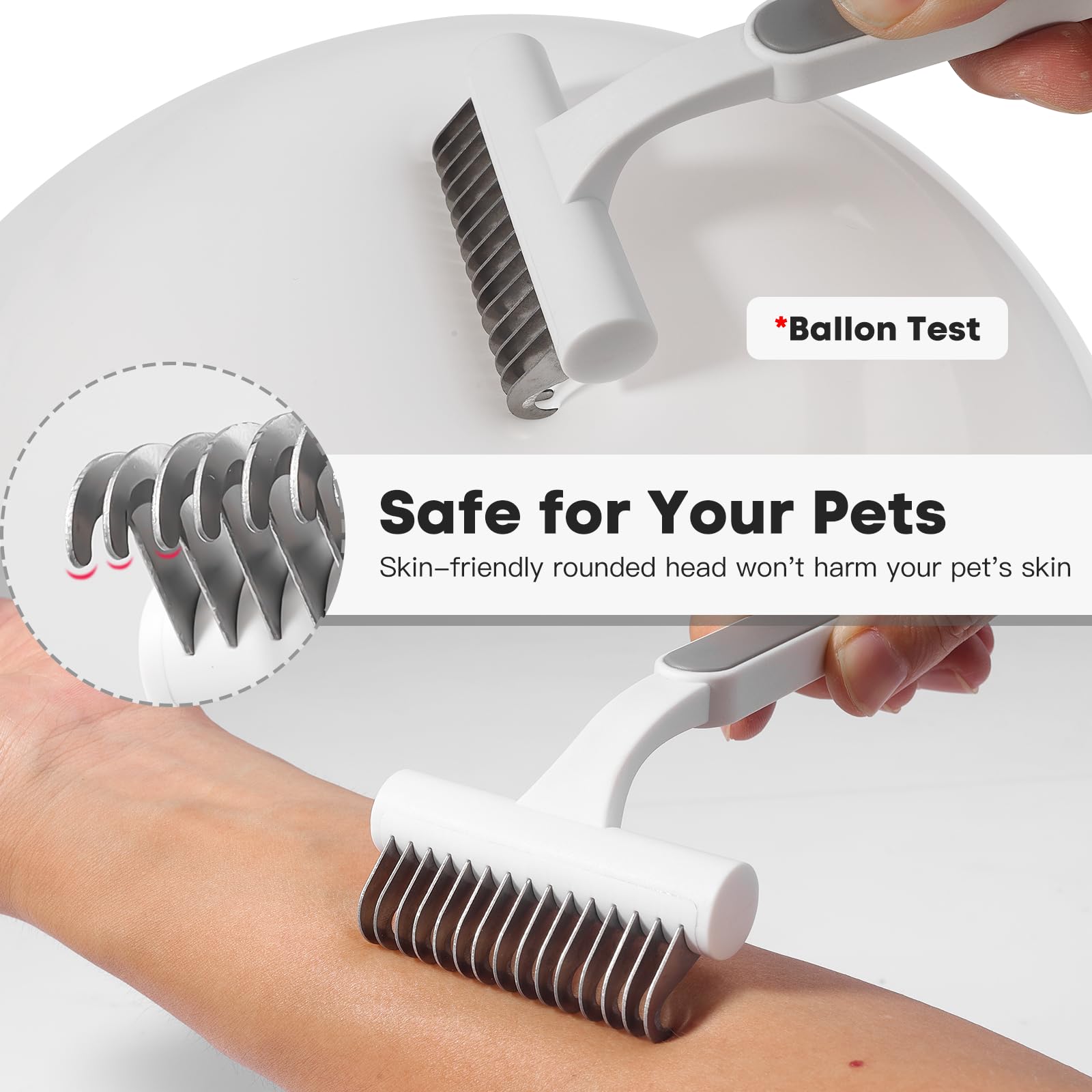 Cepillo de gato para gatos de pelo largo, cepillos para gatos de interior, aseo y desprendimiento, cepillo para desenredar gatos, peine para quitar el pelo suelto y el pelo mate, rastrillo de aseo de
