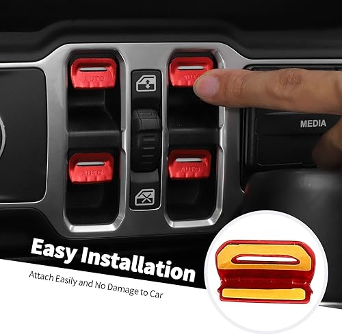 Miniatura 6 de Jimen Cubierta de botón para ventana JLJT, paquete de 4 cubiertas para interruptor de ventana, accesorios interiores compatibles con Jeep Wrangler