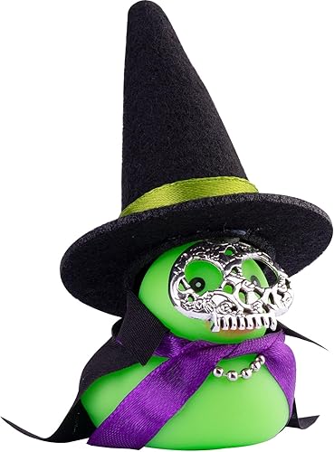 Adornos de pato de goma para automóvil, decoraciones de tablero de automóvil con mini sombrero de bruja, capa, collar, accesorios de Halloween para