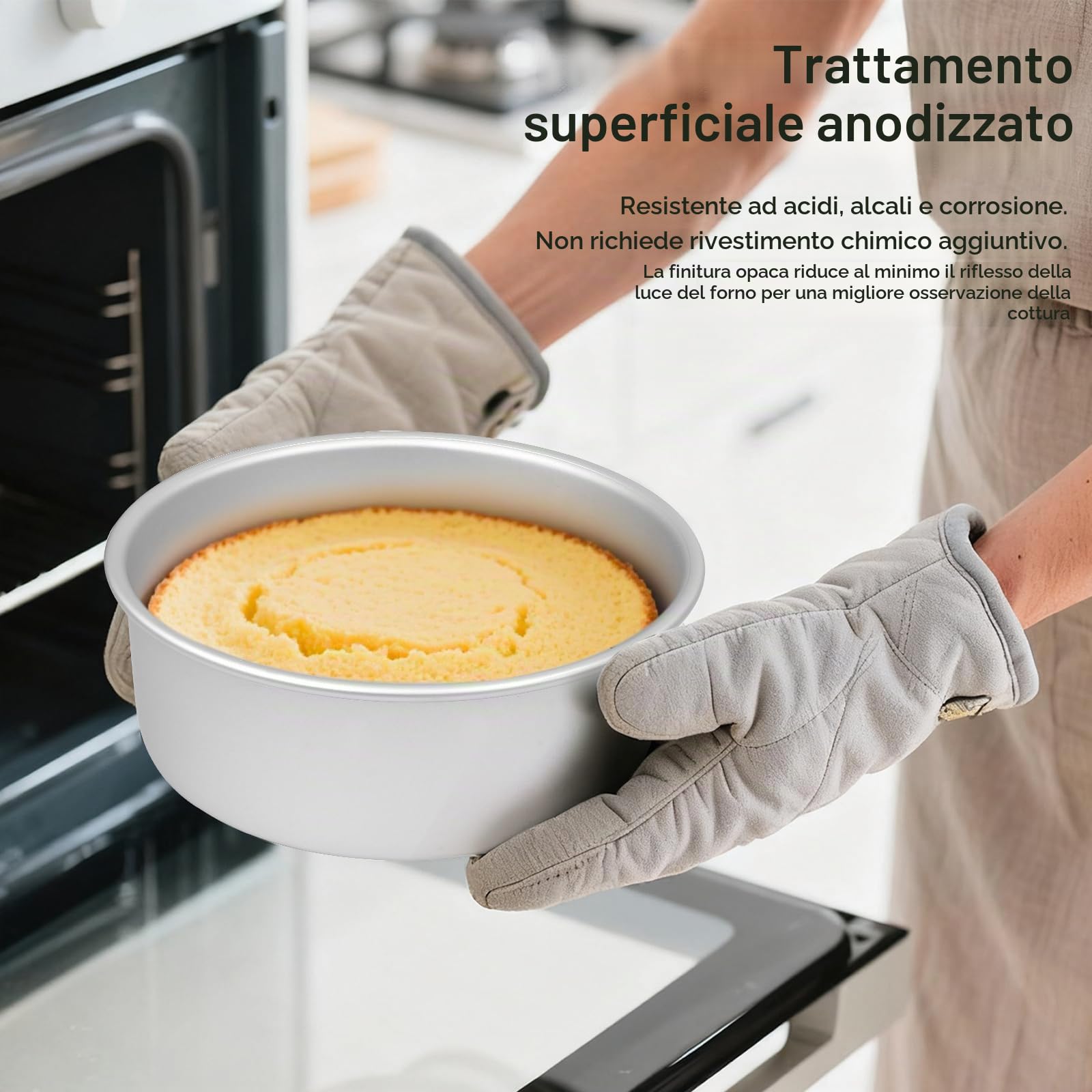 6 Pezzi Mini tortiere rotonde da Ø 10 cm, Teglia da forno per torte in alluminio anodizzato con fondo rimovibile, per cheesecake, torte e quiche, Argento