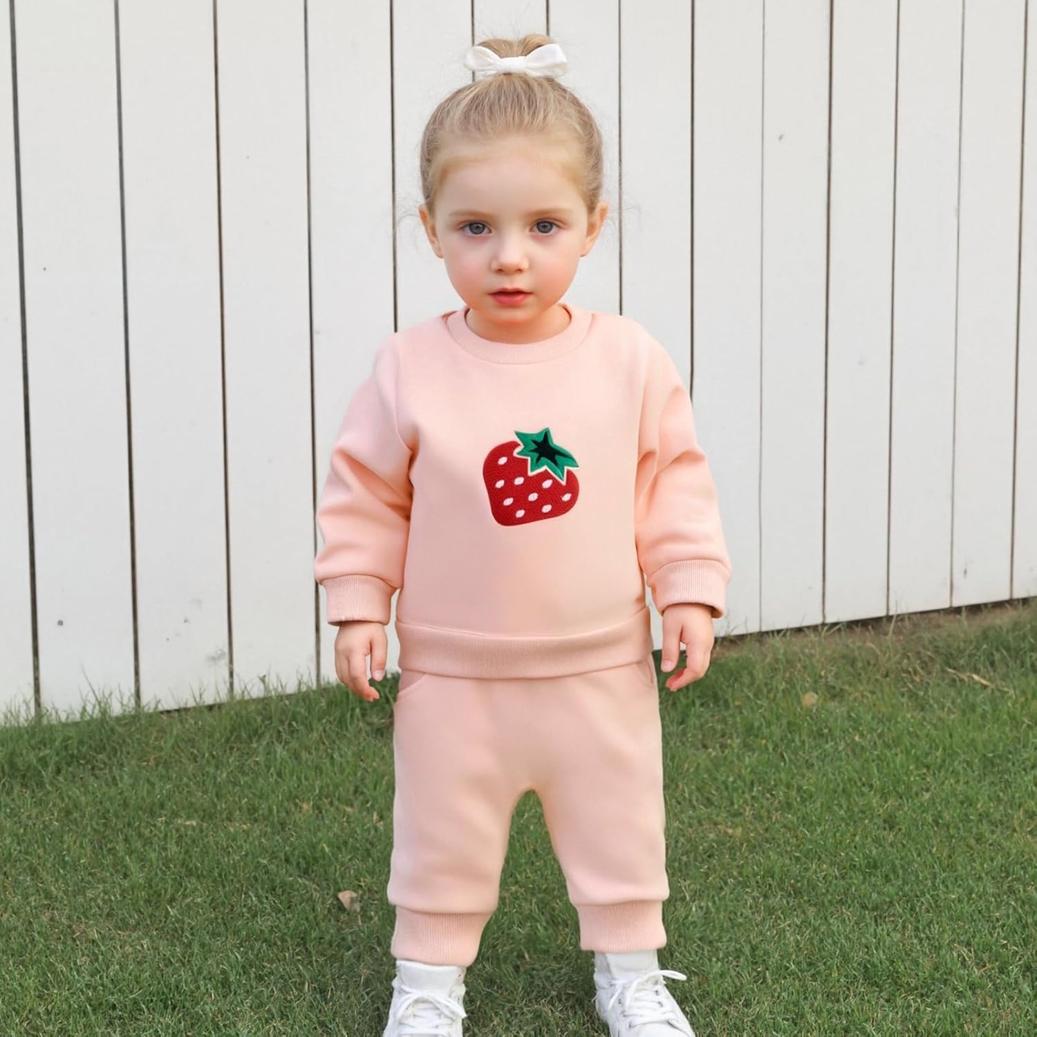 Toddler Clothes for Baby Girls Cute Strawberry Long Sleeve Sweatshirt Pants Girls Warm Fall Winter Outfits Set - Image 3