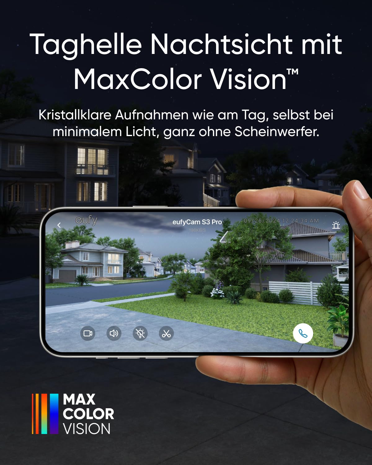 eufyCam S3 Pro 4-Kamera-Set, Überwachungskamera Außen, ohne Abo | Gesichtserkennung-KI, MaxColor Nachtsicht, Erweiterbarer Lokaler Speicher, Forever Power 2.0
