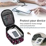 Breast Cancer Awarness Universal Hard Shell Case for Blood Pressure Monitor Compatible Portable Carrying Travel Case Mesh Pocket for Cuff/Batteries/Charger