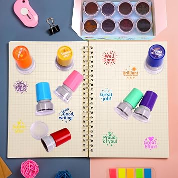Fancy Land Teacher Stamps for Classroom Stamps for Teachers Grading 8Pcs