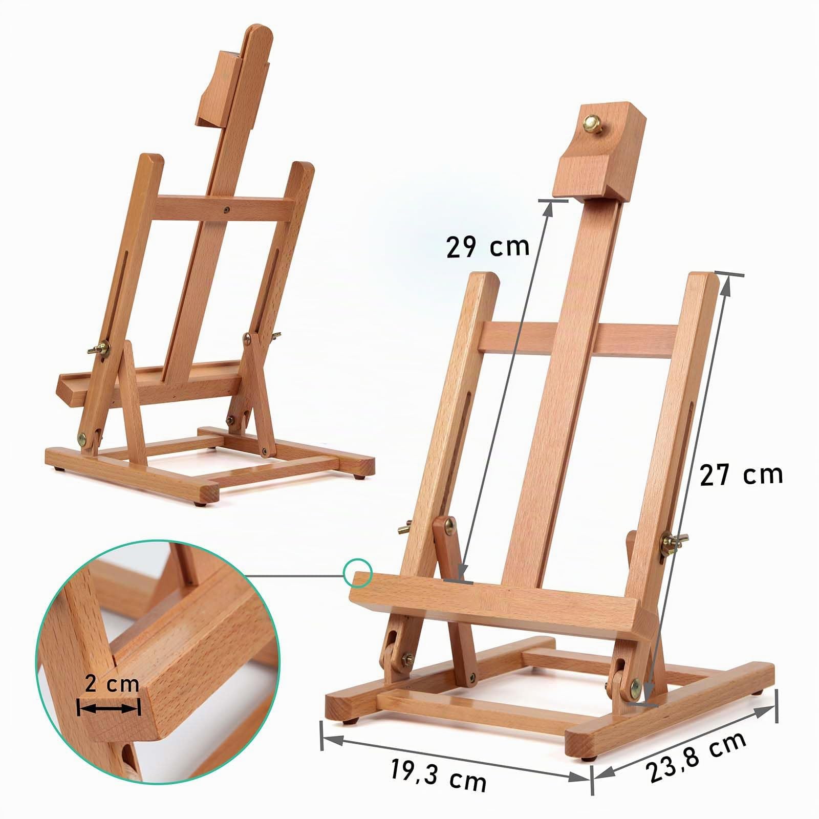 COOZEE Set da 43 pezzi con cavalletto da tavolo, set per pittura acrilica con 12 colori acrilici, 12 pastelli, pennelli, pannelli di tela e blocco ad acquerello per principianti e hobby
