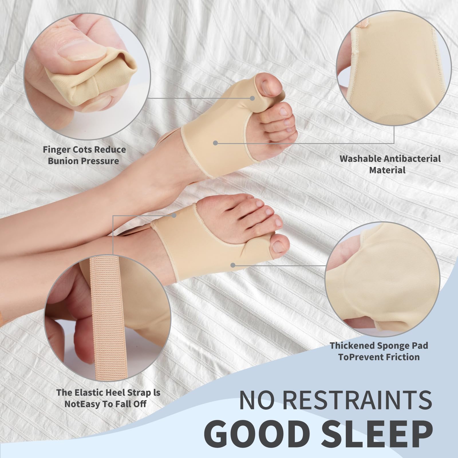 Xiuouix,2 PCS Bunion Corrector for Women & Men, Bunion Socks Toe Corrector for Bunion Relief-Hallux Valgus Pain Relief,Comfortable & Breathable for Day/Night(Beige)