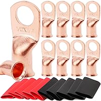 Vista 22 de TKDMR 6 terminales de batería de 4 AWG-3/8, terminales de alambre resistentes, terminales de anillo, extremos de cable de batería, terminales