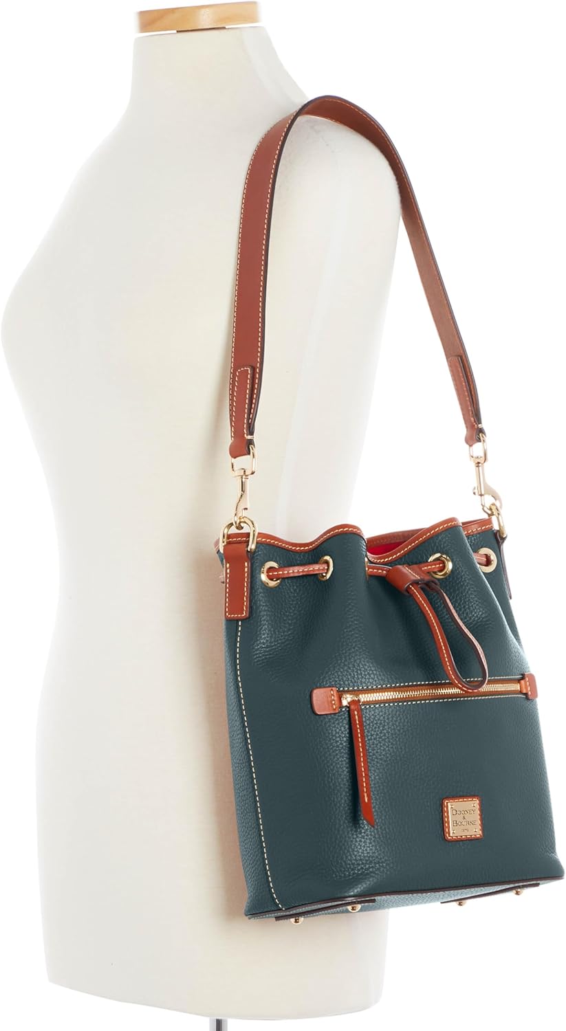 Dooney & Bourke Women's Drawstring in Pebble Grain Leather, Medium Sized Handbag with Closure