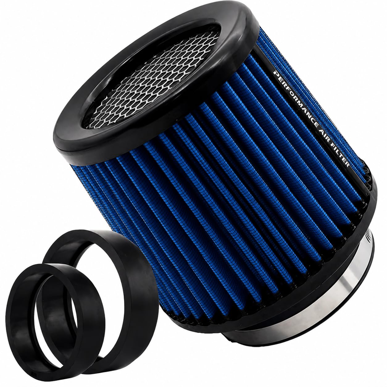 Universal-Luftfilter car Tauschluftfilter für 76 mm 89mm 101mm Kaltluftfilter-Einlass-Induktions-Set Roter Universal-Hochleistungs-Luftfilter, Waschbarer und wiederverwendbarer