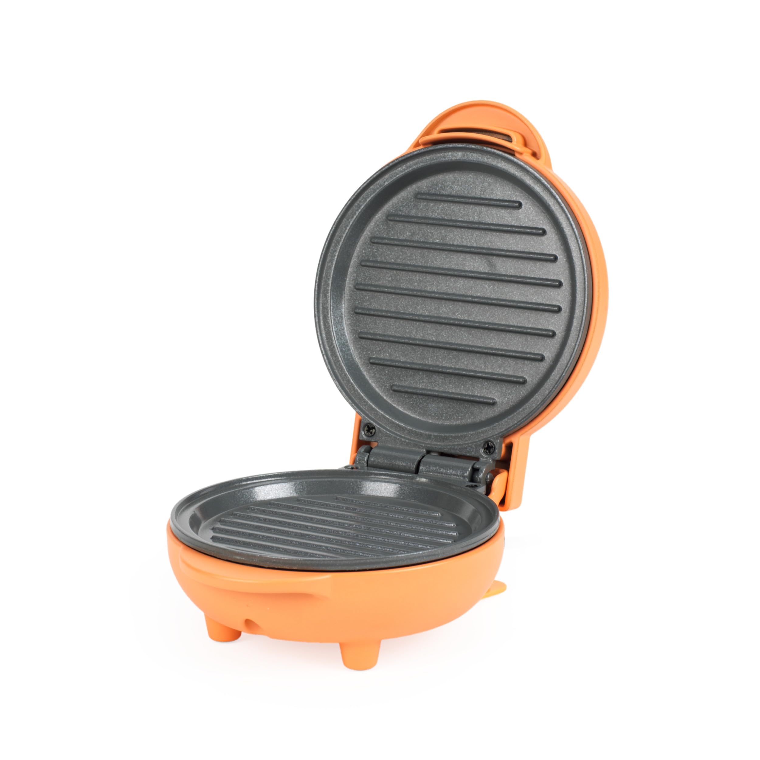 Giles & Posner Funfair Mini Griddle – Bez PFAS, nieprzywierające płyty do gotowania, gotowanie bez oleju, burgery, panini, muffiny śniadaniowe, 2 minuty nagrzewania, 11,5 cm, 55W, pomarańczowy