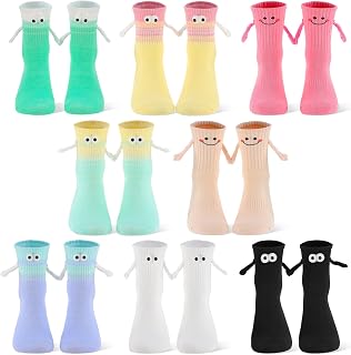 8 Pairs Magnetic Hands Holding Socks Funny Couple Socks Cute Birthday Gifts Crazy Christmas Gifts (Multicolor)