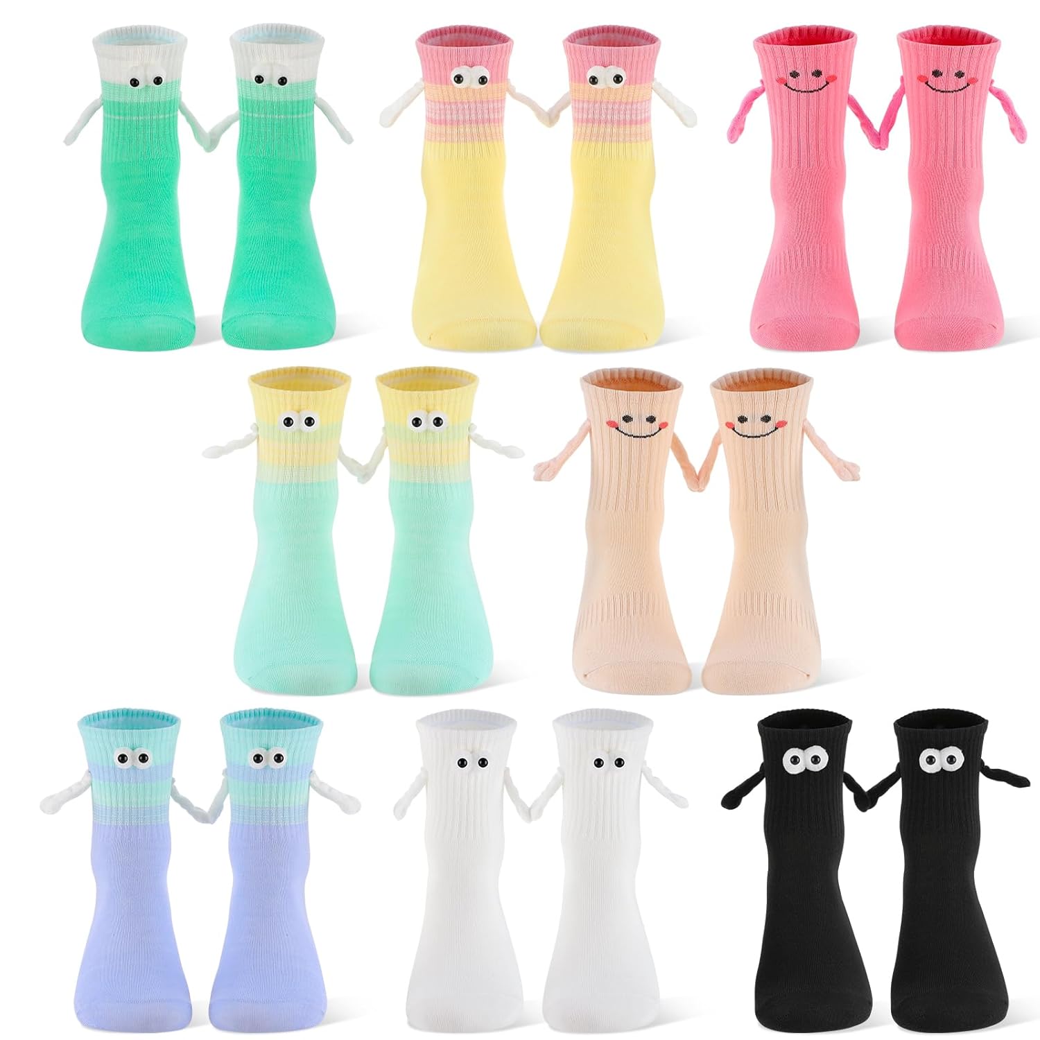 8 Pairs Magnetic Hands Holding Socks Funny Couple Socks Cute Birthday Gifts Crazy Christmas Gifts for Men Women Friends