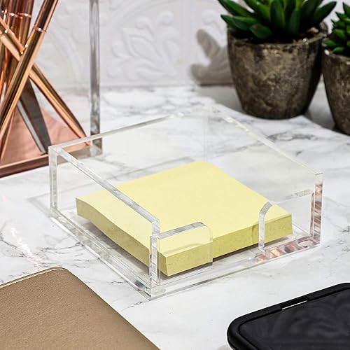 Miniatura 3 de Juvale Soporte para notas adhesivas, acrílico transparente, 3.9 x 3.9 x 1.6 pulgadas, accesorio y organizador de escritorio, dispensador para notas