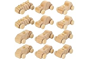 24-Piece Unfinished Wooden Car Kit for Kids' Painting and Craft Projects