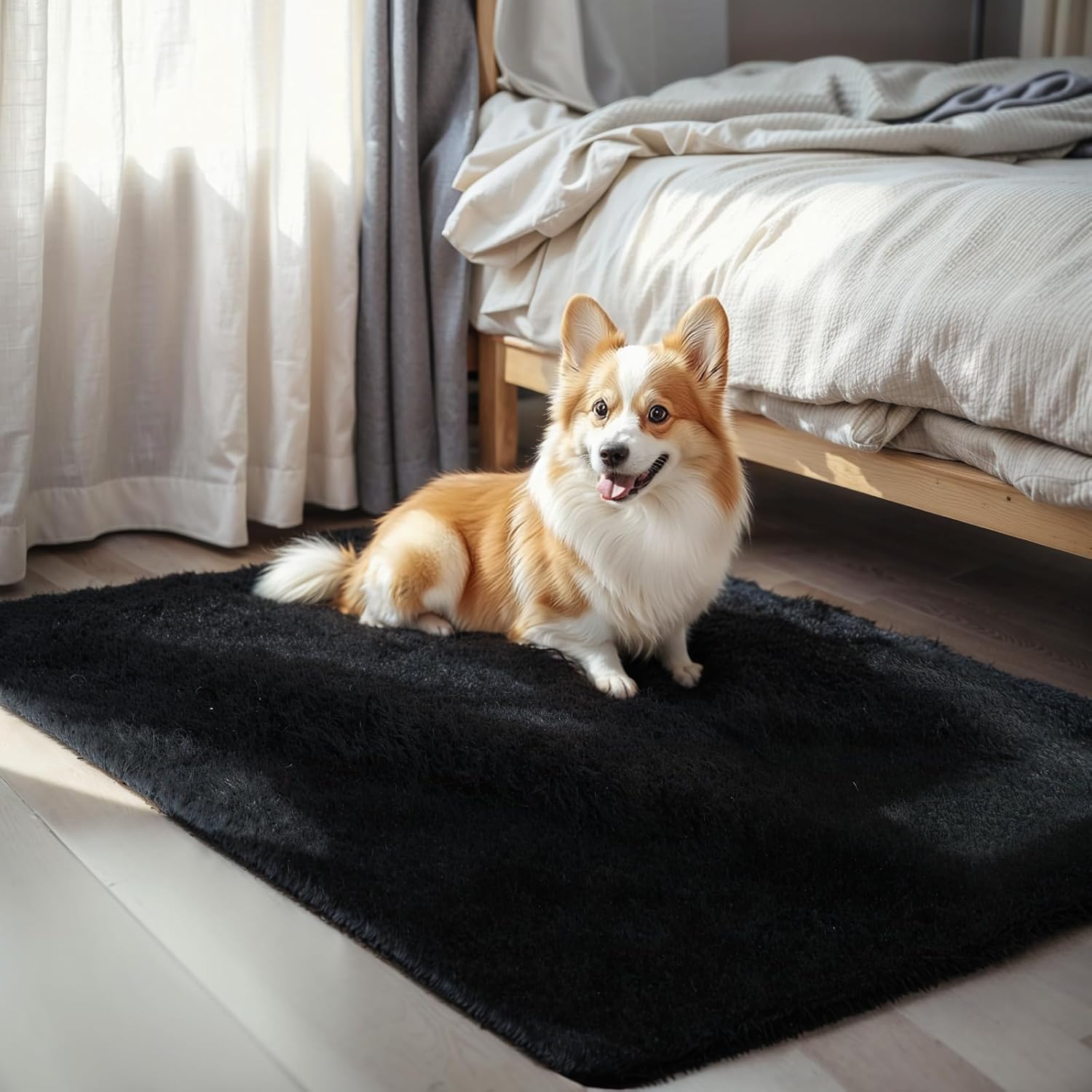 Amazon.com: Small Area Rugs 2x3 Feet, Black Rug for Bedroom Dorm ...
