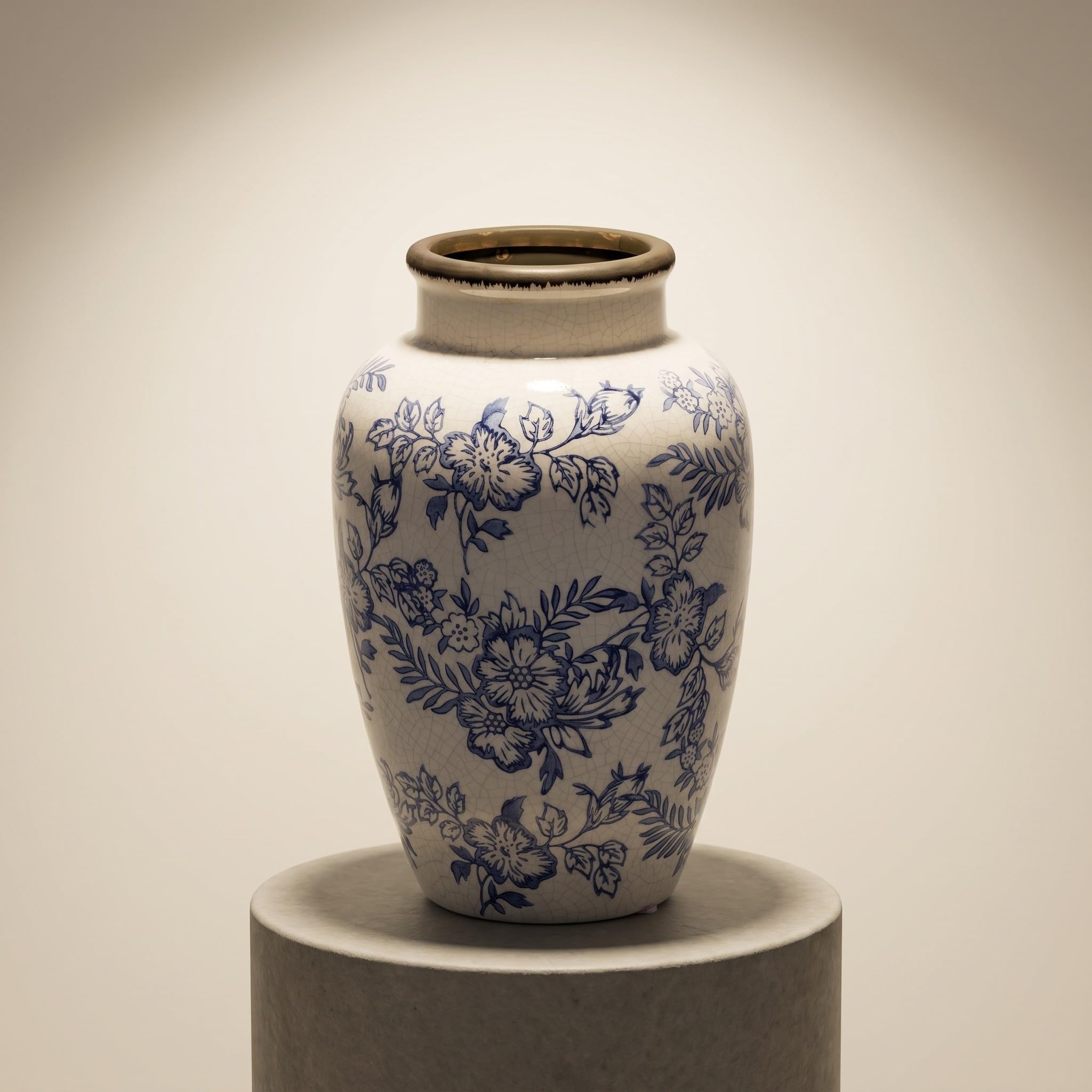 TOPBATHY Vaso Decorativo Cinese in Porcellana Azzurra per Rami Secchi