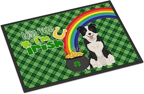 Caroline's Treasures WDK4747JMAT - Tapete para interiores o exteriores con borde blanco y negro, 24 x 36 pulgadas, 36 pulgadas de largo x 24