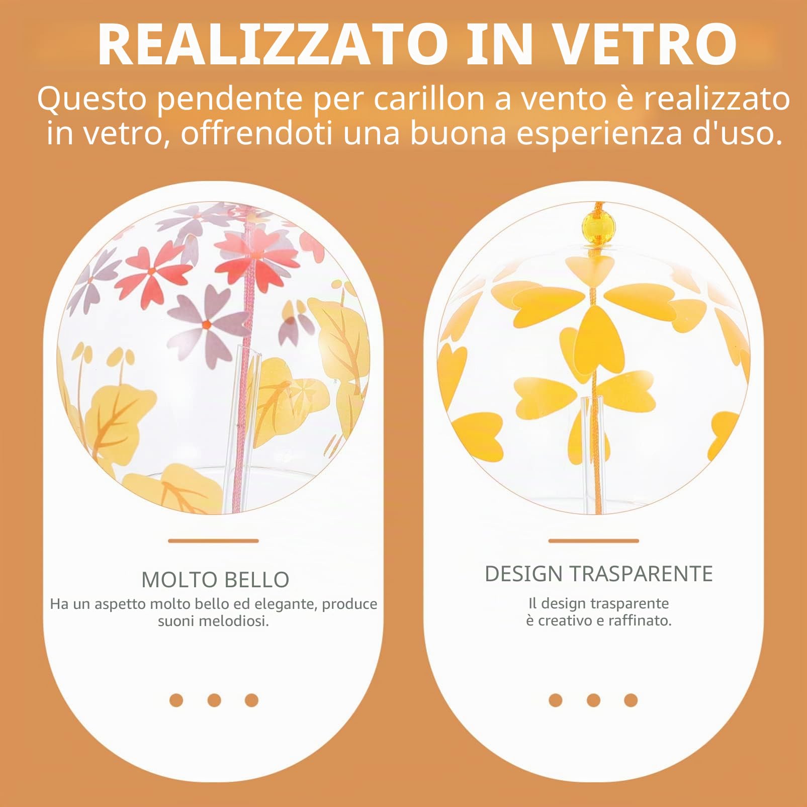 DECHOUS 15pezzi Campane Eoliche Trasparente per Decorazioni da Esterno Suoni Delicati per Cortili e Patii