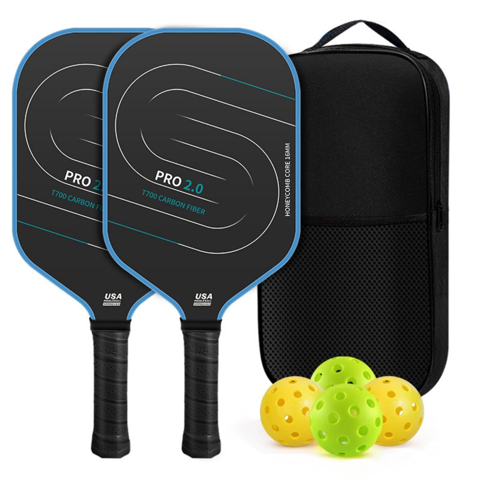 2 Pieces Carbon Fiber Paddles for Pickleball Textured Paddles for Paddleball Set with Bag Perforated Grip Athletic Gear for Beginners, Outdoor Games Ice Blue Shadow-image-35