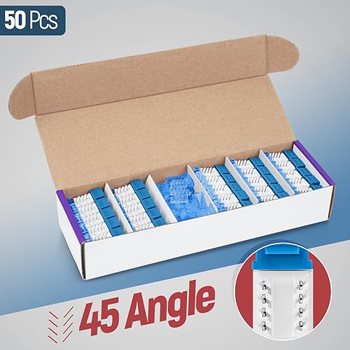 Miniatura 140 de Everest - Paquete de 50 conectores Keystone RJ45 Cat6 en ángulo de 45°, color blanco, conectores RJ45 hembra de perfil delgado, conector Keystone