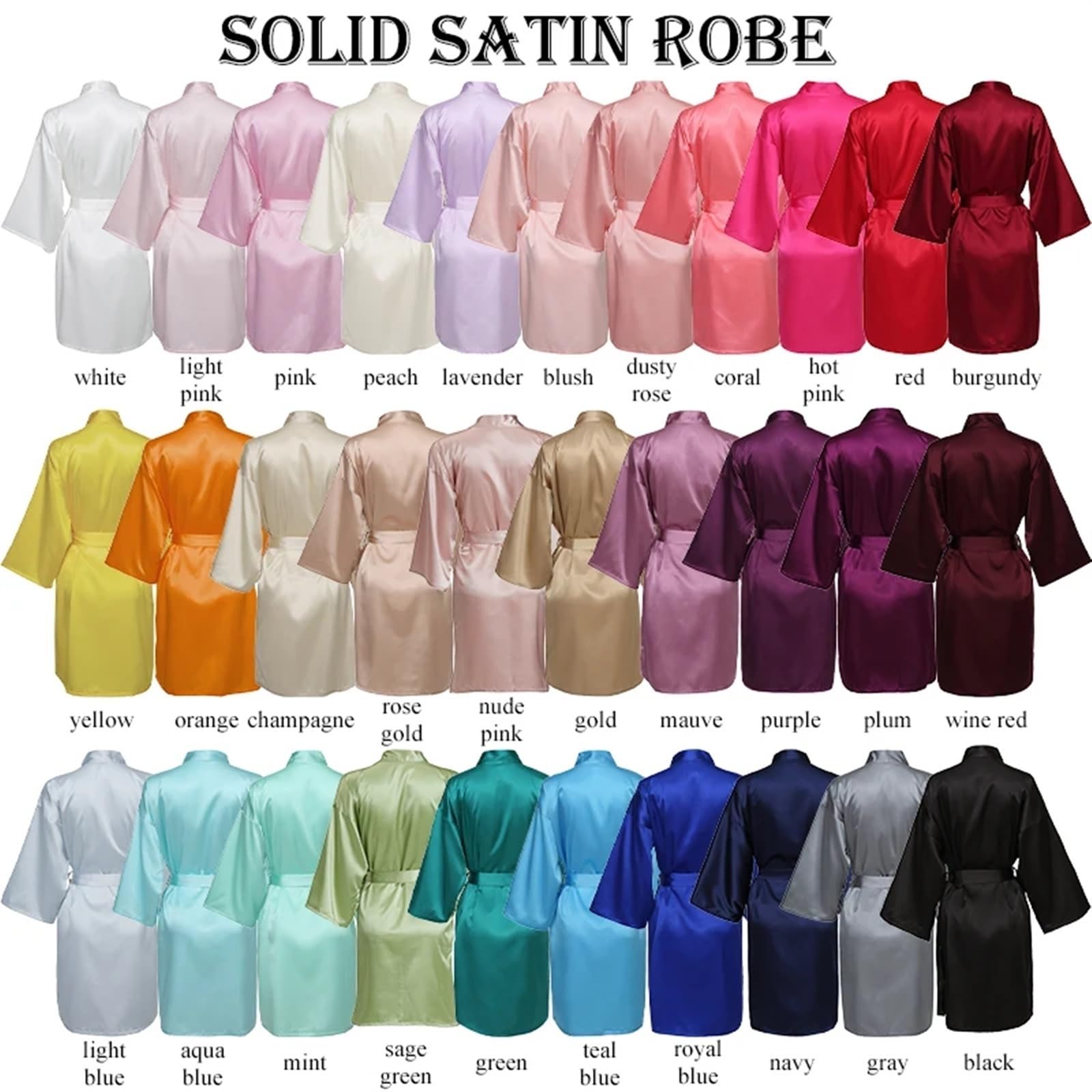Peignoir Satin Femme Robes de demoiselle d'honneur Robe de mariée courte Robe en Satin femmes Robe de mariée peignoir vêtements de nuit Robe de chambre grande taille ceinture(Mint,Customize your text)