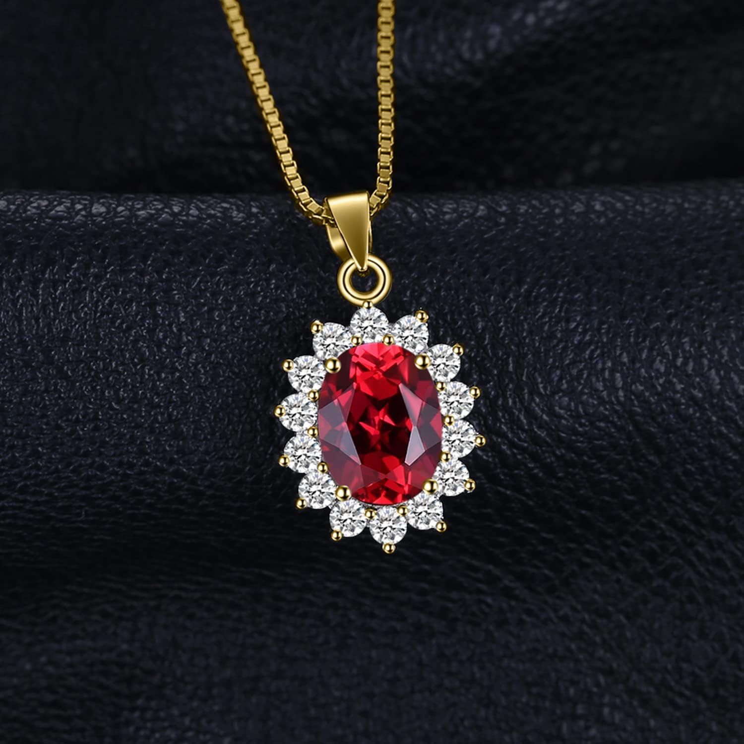JewelryPalace Princess Diana Kate Middleton Natural Amethyst Citrine Garnet Peridot Topaz Created Ruby Sapphire Simulated Emerald Pendant Necklace for Women, 925 Sterling Silver Gemstone Jewelry Set - Image 3
