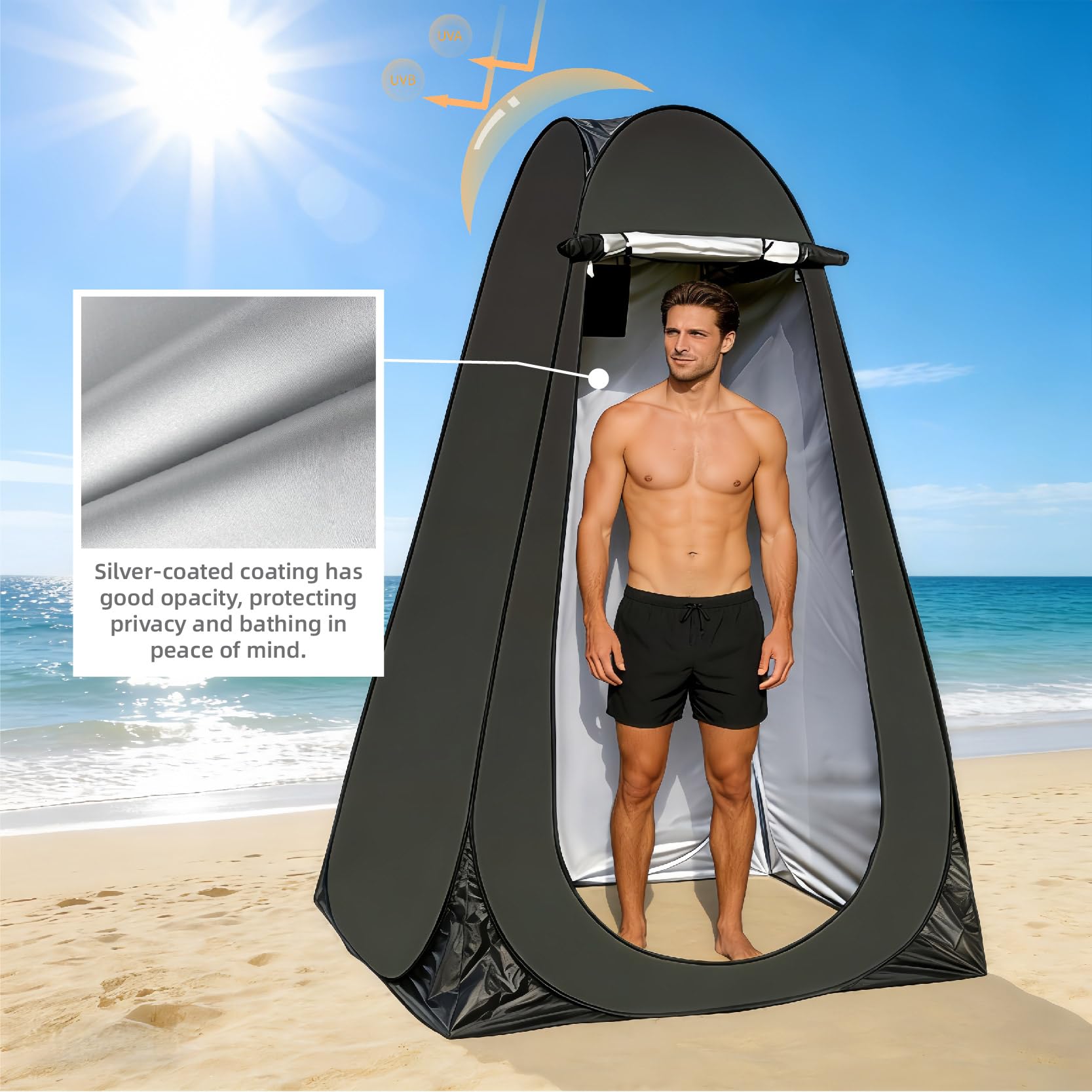 Pop-Up-Camping-Duschzelt, tragbares Toiletten-Sichtschutzzelt für Camping, Duschzelte zum Umziehen im Freien und Camping, ideal zum Angeln, Strand, Picknick