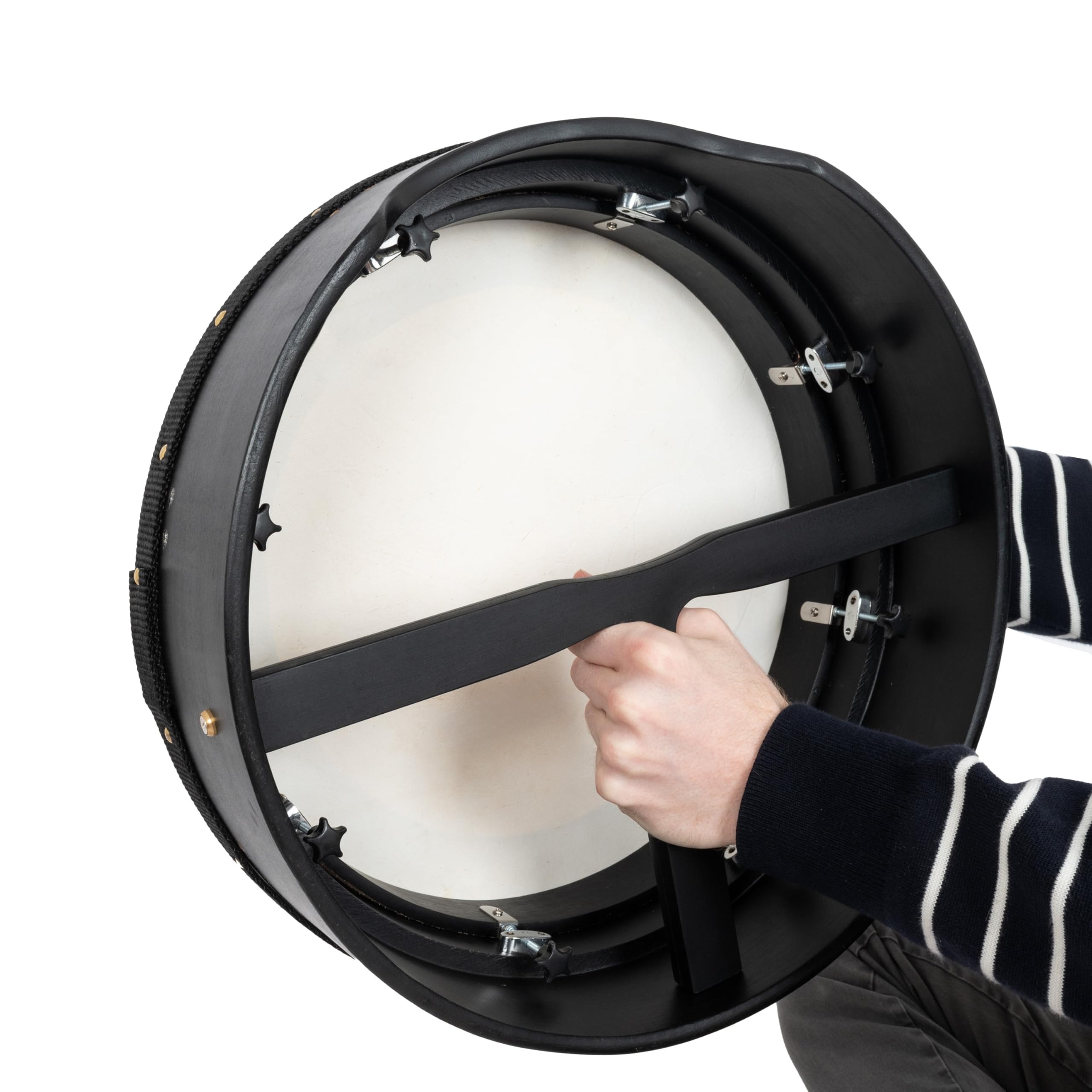 Percussion Plus Bodhran noir accordable à la main avec étui et bennes - 35,6 cm