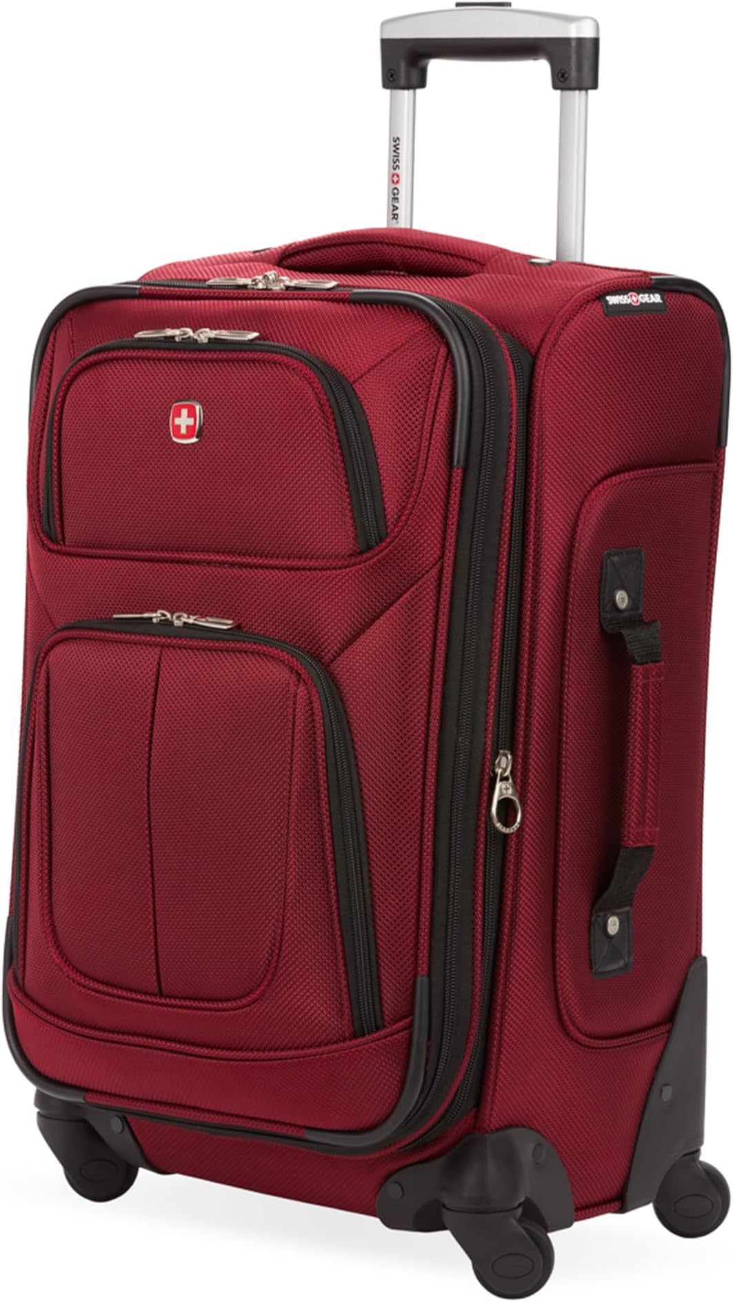 Sion Softside Expandable Luggage – Carry-On Suitcase with 360 Degree Wheels & Retractable Handle – 21 Inch, Perfect for 1-3 Night Trips – Burgundy