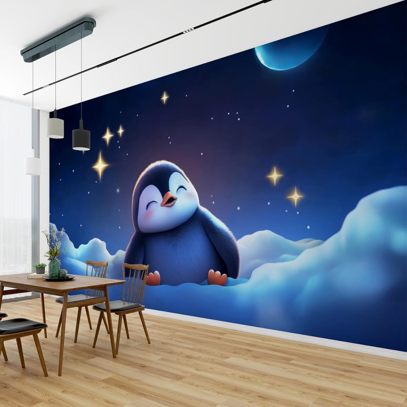 Fototapeta 3D, urocze zwierzątko 3D, niebieska tapeta z włókniny do salonu, pokoju dziecięcego (chłopcy i dziewczęta), naklejka ścienna 200 x 140 cm, dekoracja ścienna