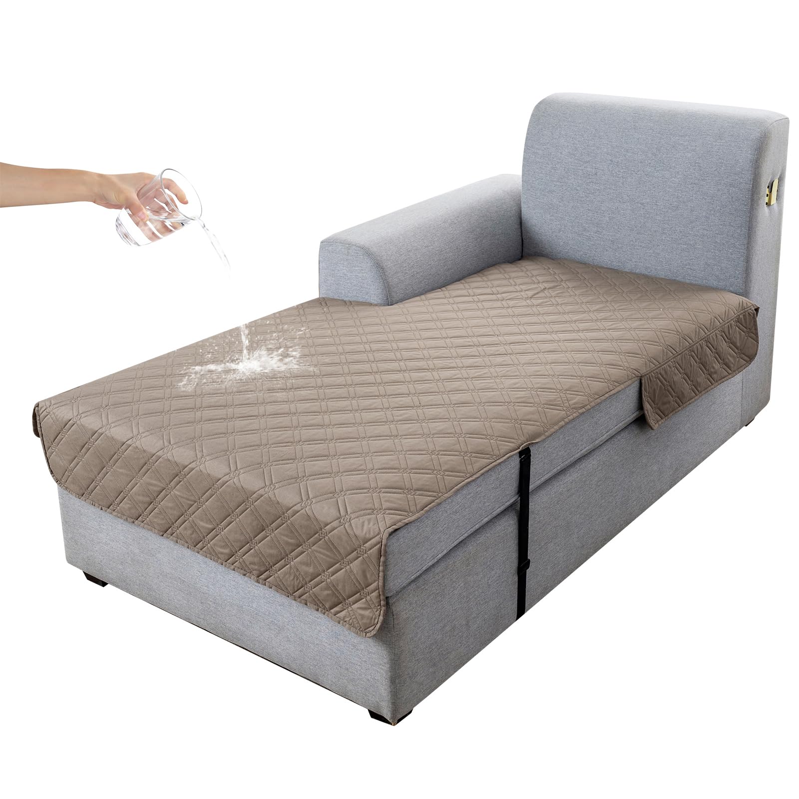 Genina L Shape Couch Cover, Sectional Couch Chaise Covers, Waterproof Washable Sofa Covers for Left L Shape Chaise Lounge, Anti-Slip Sofa Slipcovers for Dogs Cats Pet Friendly(Taupe)