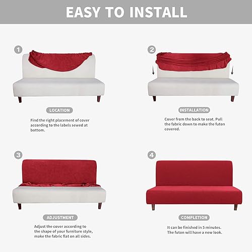 Vista 33 de Easy-Going Funda 100% impermeable para futón, con impermeabilidad doble para futón, funda de sofá jacquard elástica, protector de muebles a prueba