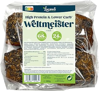 Locawo High Protein & Low Carb Weltmeister Brötchen | Mehrkornbrötchen | Eiweißbrötchen | Voller Weizengeschmack | Vegan | ideal für eine eiweißreiche, kalorien- und zuckerreduzierte Ernährung