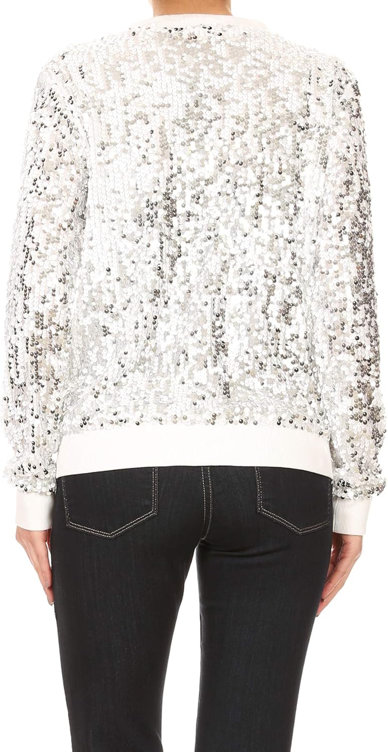 Anna-Kaci Womens Sequin Jacket Bomber Coat 1989 Slitter Outfit For Concert Party - Image 2