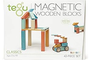 Tegu Magnetic Blocks in Sunset Hues - 42 Piece Set