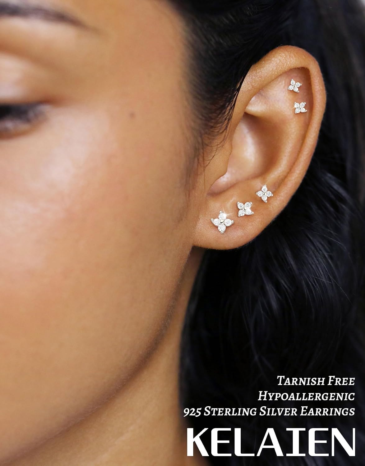 3-5 Pairs Gold Stud Earrings for Women Trendy 925 Sterling Silver Stud Cartilage Earrings Hypoallergenic 14K Gold Plated Pearl Star Earring Sets for Multiple Piercing Cubic Zirconia Opal Jewelry - Image 2