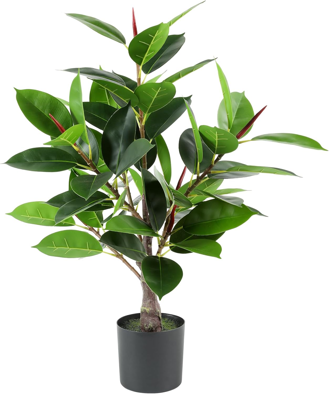 28” Artificial Rubber Tree Plant, Potted Plants for Indoor