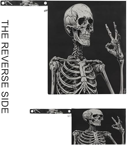 Miniatura 7 de Juego de 2 bolsas impermeables de calavera de Halloween, bolsa reutilizable para pañales de bebé con cremallera, bolsa de viaje de gran capacidad