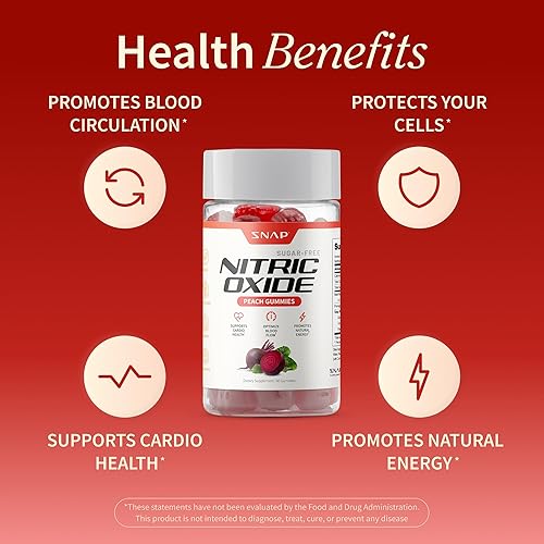Miniatura 4 de Snap Supplements Nitric Oxide Beet Root Gummies Supplement with Organic Beets - Energy & Circulation Support, 60 Sugar-Free Gummies (30 Servings, 1