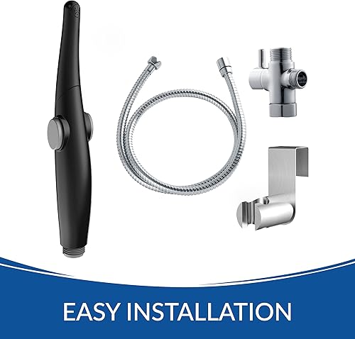 Miniatura 7 de Bidé Bio  Rociador manual de bidé para el lavado posterior y femenino con manguera de acero inoxidable y kit de montaje, negro