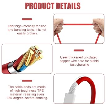 USB C charging cable 2M 65W USB A to C fast Compatible with OnePlus